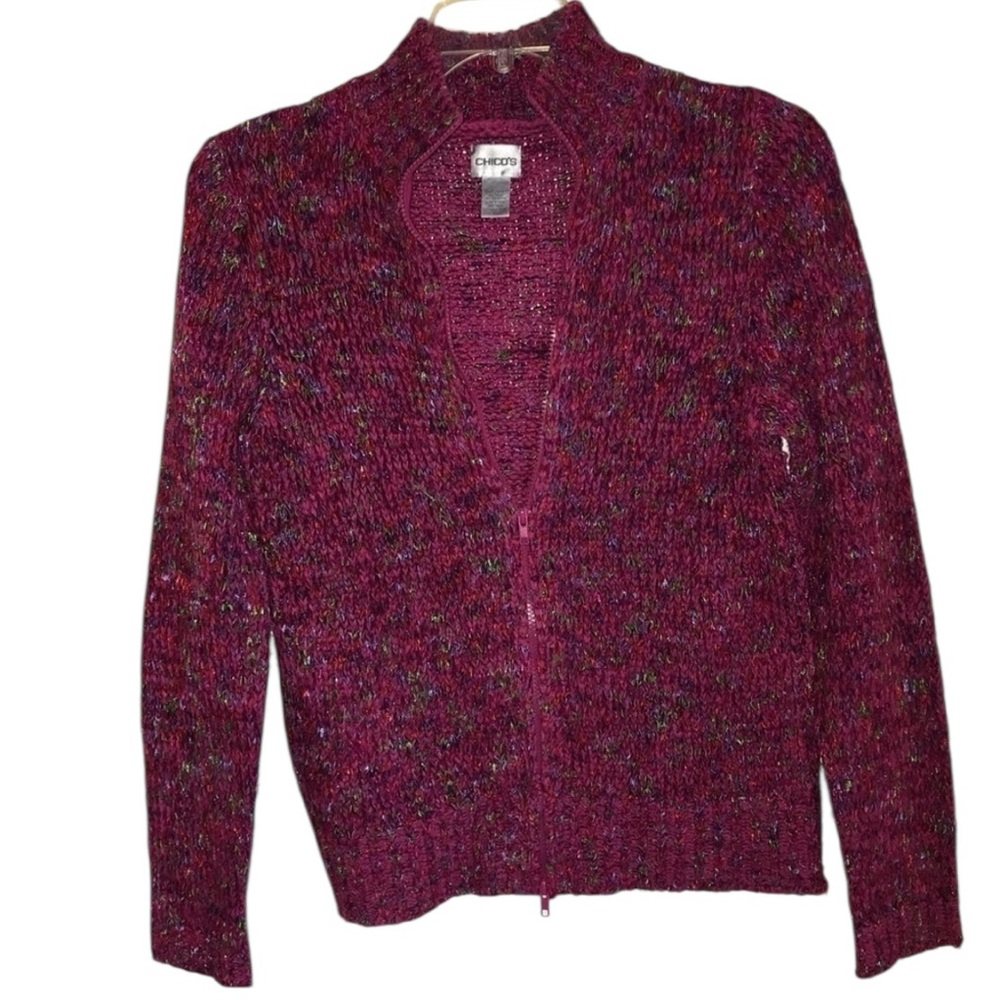 Chico’s marled full zip cardigan. Size 1 GUC